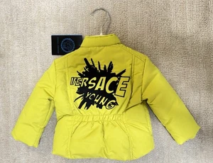 Young Versace Baby Jacket, Size 6M, Yellow Puffer Coat, Logo Print, Italy, NWT - Picture 1 of 9