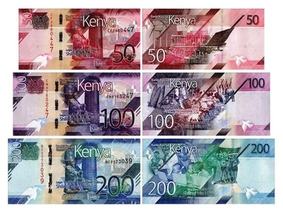 Kenya 50-200 Shillings 3 Pieces Set, 2019, P-52-54, UNC - Image 1 of 4