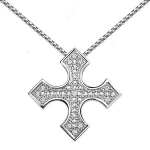 Ciondolo croce MATERIA zirconi argento sterling 925 rodiato donna regalo - Foto 1 di 4