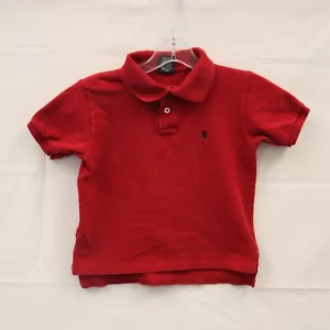 Ralph Lauren Polo Shirt Kids Size 6 Solid Red Cotton Classic Embroidered Logo - Picture 1 of 10