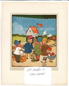 SALE Freddie Langeler At the TRAIN STATION- 1930s VINTAGE ART PRINT Not a Copy - Picture 1 of 2