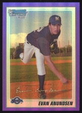 2010 BOWMAN #BCP67 EVAN ANUNDSEN CHROME PURPLE REFRACTORS BREWERS /999