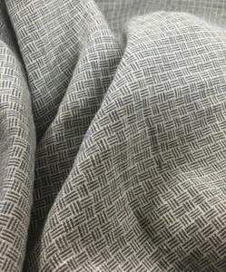 French Vintage Basket Weave Stonewashed Linen Blue Curtain/Craft/Dress Fabric - Picture 1 of 5