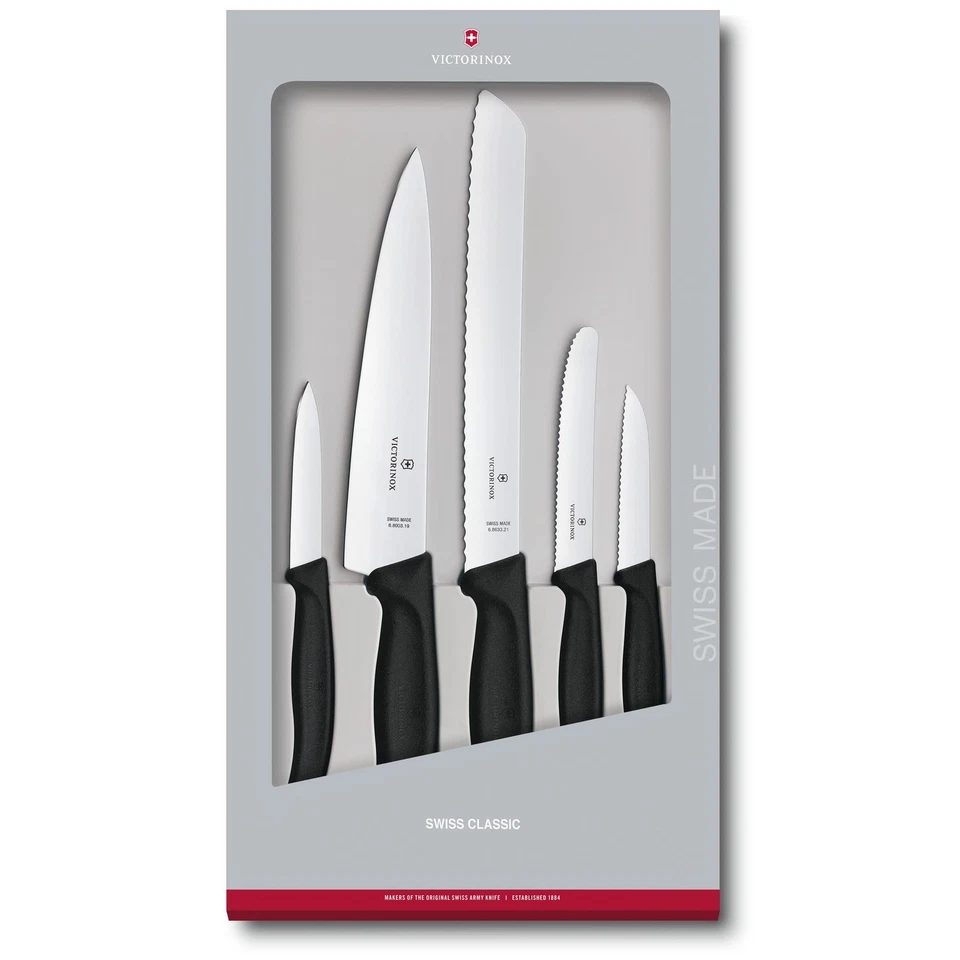 Victorinox Swiss Classic Kitchen Knife Set - 5 Knives - Black (6.7133.5G)