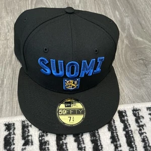 New Era Finland 2025 4 Nations Face-Off 59FIFTY Hat Men’s Size: 7 3/4 Black/Blue - Picture 1 of 4