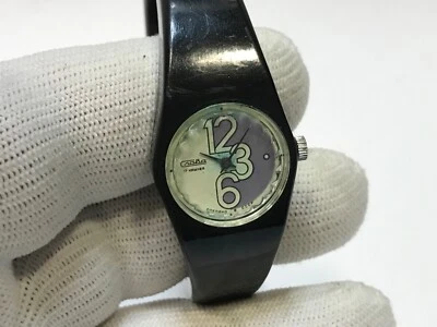 Reloj mecánico de pulsera raro para mujer SLAVA 17j pulsera carbolita negro URSS Foto 1 de 4