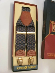 KING TIGER MEN SUSPENDERS BLUE BACKGROUND - Picture 1 of 12