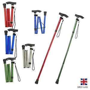 Folding Walking Stick Aluminium Adjustable Lightweight Collapsible Walking Cane - Picture 1 of 12