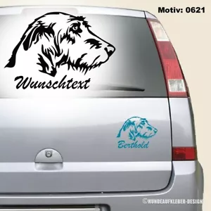 Irischer Wolfshund Autoaufkleber mit Wunschtext / Hundename 15cm Hundeaufkleber - Bild 1 von 4