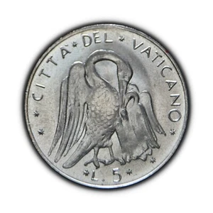 VATICAN CITY. 1971, 5 Lire - Paul VI, IX, Eucharist, Pelican, Brood Sacrifice 5 - Picture 1 of 3