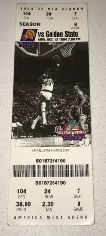 Golden State Warriors Phoenix Suns 12/12/94 NBA Ticket Stub Charles Barkley Cover