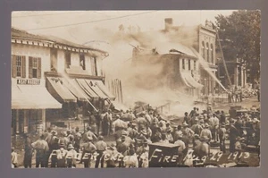 Fredericktown OHIO RPPC 1913 FIRE Disaster MAIN STREET BURNING nr Mt. Vernon OH - Picture 1 of 3