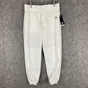 NWT ADIDAS Baseball Pants Boys L White Aeroready Relaxed Fit Elastic Bottom - Picture 1 of 9