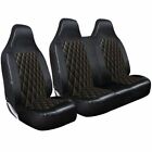 For Fiat Scudo 2007-2016 - Black Quilted Diamond Leather Van Seat Covers 2+1