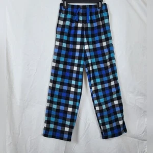 Members Mark Boys Blue White Black Checkered Fleece Pajama Bottoms Size 10/12 - Picture 1 of 5