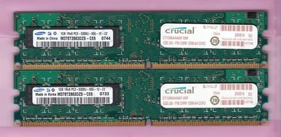 2GB 2x1GB PC2-5300 CRUCIAL CT12864AA667.K8F M378T2863DZS-CE6 DDR2-667 MEMORY KIT - Image 1 of 2