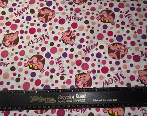 Think Pink Panther Cotton Craft Sewing Fabric Out of Print Vintage 40" - Picture 1 of 3