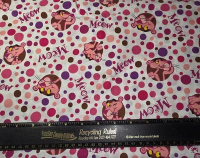 Think Pink Panther Cotton Craft Sewing Fabric Out of Print Vintage 40" - Image 1 of 3