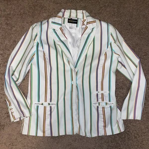 Metrostyle Candy Cane Striped Blazer Size 16 100% Cotton - Picture 1 of 8