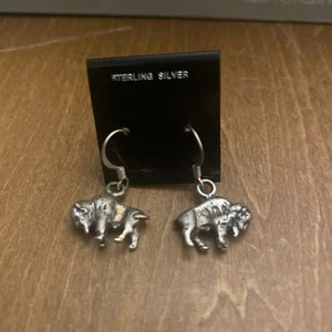 Indianer Sterlingsilber Büffel Bison Südwesten Ohrhänger .925 - Bild 1 von 3
