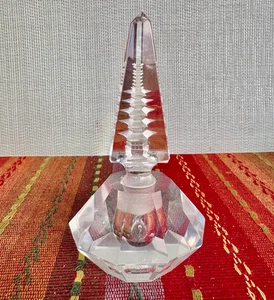Botella de perfume vintage de prisma pagoda cristal corte facetado transparente años 50 Japón Hoya - Imagen 1 de 4