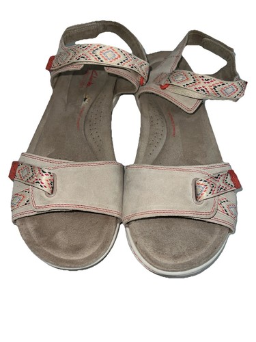 CLARKS AMANDA SPRINT sandali alla caviglia scamosciati marroni punta aperta scarpe donna taglia 12