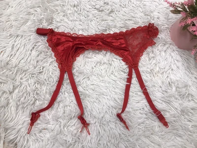 Vintage Fredericks Of Hollywood Cherry Red Lace Garter Belt One Size Fits ALL - Image 1 of 4