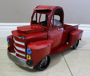 20" FARM RED PICKUP TRUCK METAL ART FIGURINE GARDEN WESTERN HOME DECOR #EH12530 - Picture 1 of 61