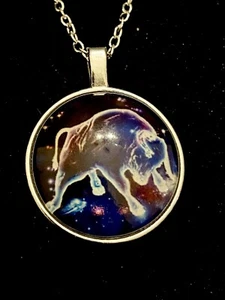 Collar Colgante Cabujón “Tauro Zodiaco/Astrología” 20 pulgadas Plata Joyería-0042 - Imagen 1 de 7