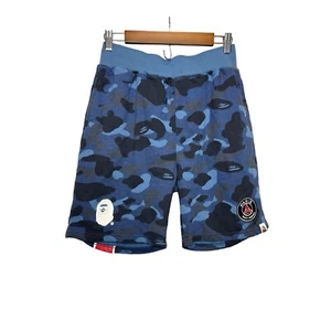 A Bathing Ape Bape X PSG Paris Saint Germain Camo Sweat Shorts Blue Large - Picture 1 of 9