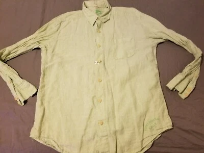 Camisa de vestir de lino Tommy Bahama para hombre M mediana verde botón algodón Foto 1 de 4