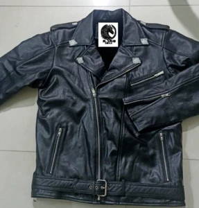 Original Leather Men's Biker Motorcycle Full Sleeve Jacket With Free Shipping. - Picture 1 of 10