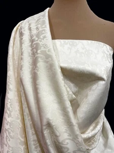 BROCADE SATIN FABRIC IVORY  56" WIDE BY THE YARD COSTUME, CRAFTS,  DECOR - Picture 1 of 1