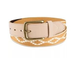 Cinturón de tela estampada de cuero sintético Sun + Stone para hombre - Talla L/XL (38-44) DORADO - Imagen 1 de 5
