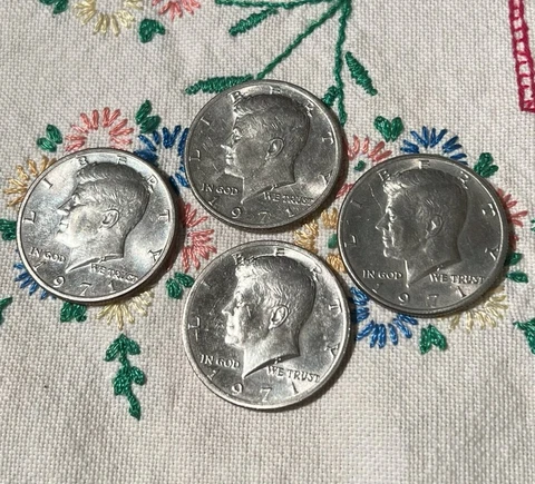 Lot of FOUR 1971 P Kennedy Half Dollar Appear to be Uncirculated Beautiful Coins Cover