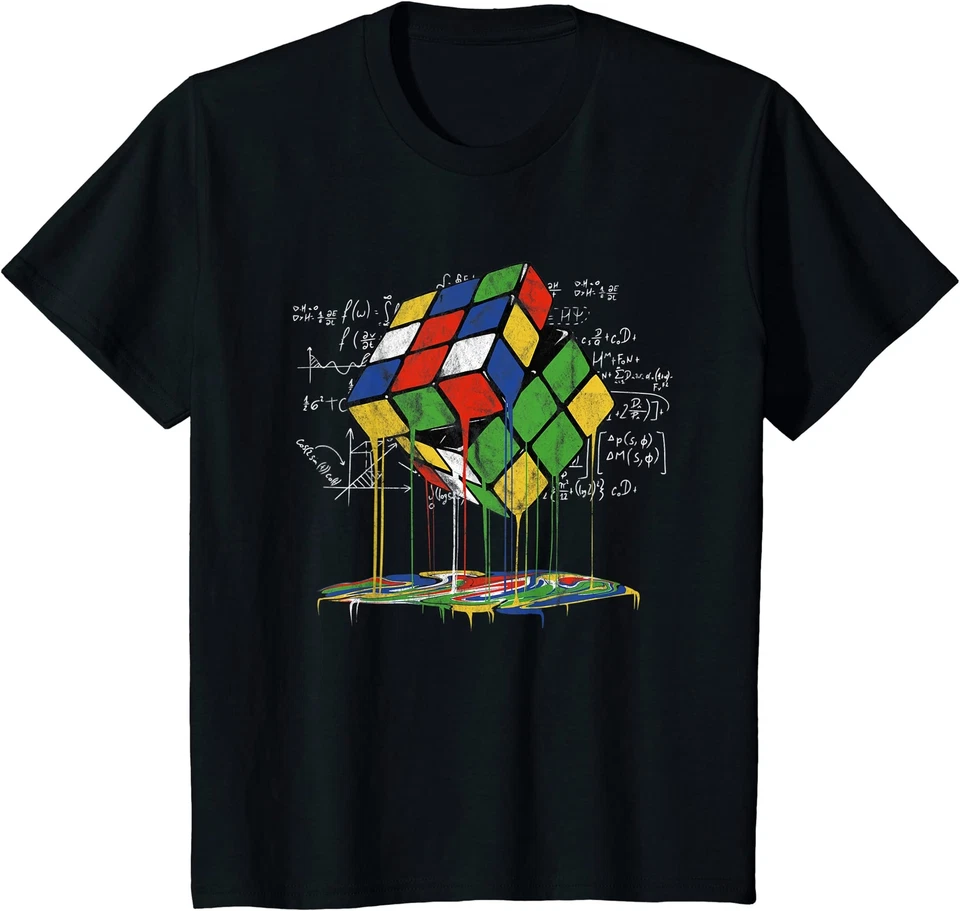 Camiseta unissex Melting Rubik's Cube Speed quebra-cabeça vintage matemática juvenil - Imagem 1 de 1