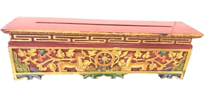 Vintage Tibetan Buddhist Traditional Hand Carved Painted Wood Incense Burner Box - Picture 1 of 12