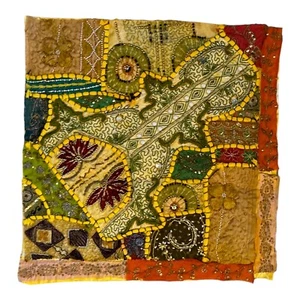 VTG Embroidered Patchwork Indian Hippie Bohemian Textile Matt~Embroidery Beads - Picture 1 of 9