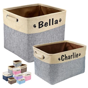 Personalised Dog Toy Storage Basket Custom Name Pet Organizer Bin Box Foldable - Picture 1 of 47