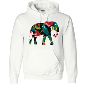 🔥  Exotic Floral Elephant Hoodie Tropical flowers African Animal lovers gift - Picture 1 of 10