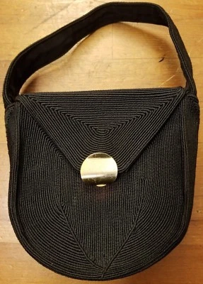 Bolso de mano vintage Madeline Corde, negro, baguette (años 40) Foto 1 de 4