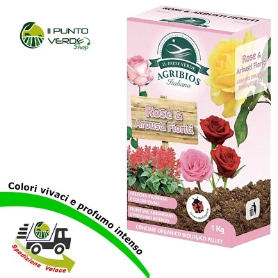 IL PAESE VERDE Agribios Concime per ROSE 1 Kg granulare super fioritura rosa ORGANICO BIO