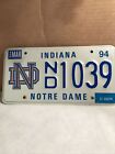 Norte Dame Indiana License Plate ND 1039