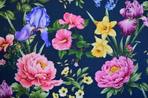 Garden Symphony Large Floral on Black by Jan Mott From Henry Glass 44" Wide BTY - Picture 1 of 7