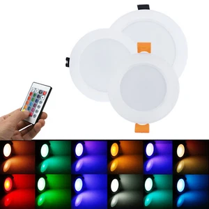 RGB 3W 5W 10W Dimmable LED Recessed Ceiling Downlight Lamp + Remote 85-265V RC - Picture 1 of 15