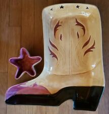 Storyteller Pottery Western Cowboy Boot Large Platter or Wall Art 17" x 14 3/4