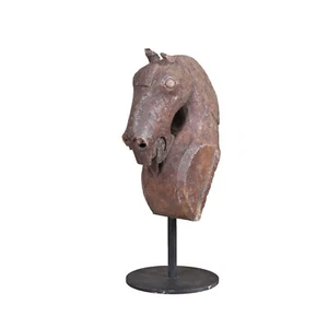 Statuetta decorativa testa di cavallo intagliata in legno top - Foto 1 di 9