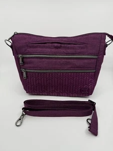 Lug Womens Purple Slider Crossbody Purse Nylon Travel Medium Handbag Quilted - Imagen 1 de 10