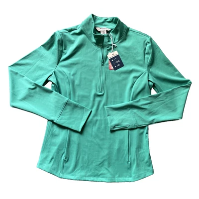 New! Tommy Bahama Active Women M Green 1/2 Zip Pullover Fleece Stretch Golf - Image 1 of 4