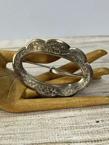 Antique ‘Sheffield Silver’ Large Ornate Sash, Belt Buckle Brooch, Engraved - Picture 1 of 7